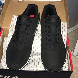 Fila Men's Black Sneakers with Red and Green Accents
